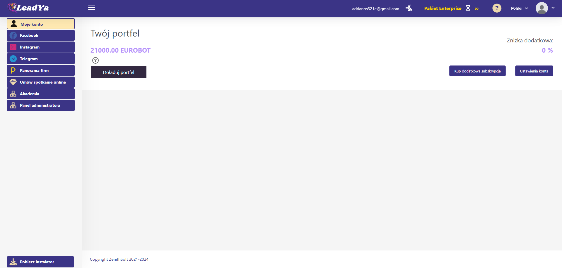 Panel LeadYa – widok kampanii i leadów